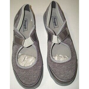 New Propet Onalee Mary Janes Comfort Womens 10 Gray Silver Shoes Adjustable Flat